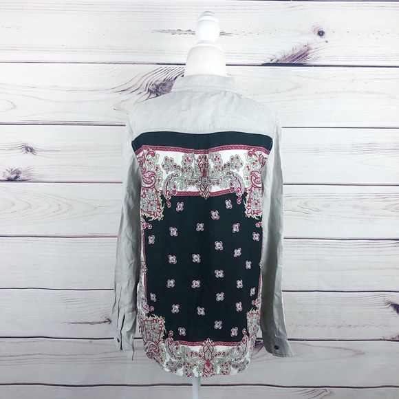 Emberley Scarf Print Button Down Shirt Size Small - Picture 6 of 8